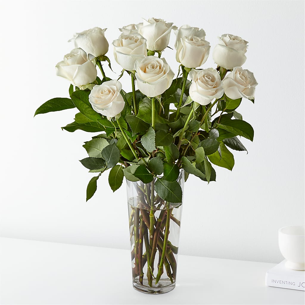 Long Stem White Rose Bouquet – Rhonda Wolke Designs, Ottawa OH