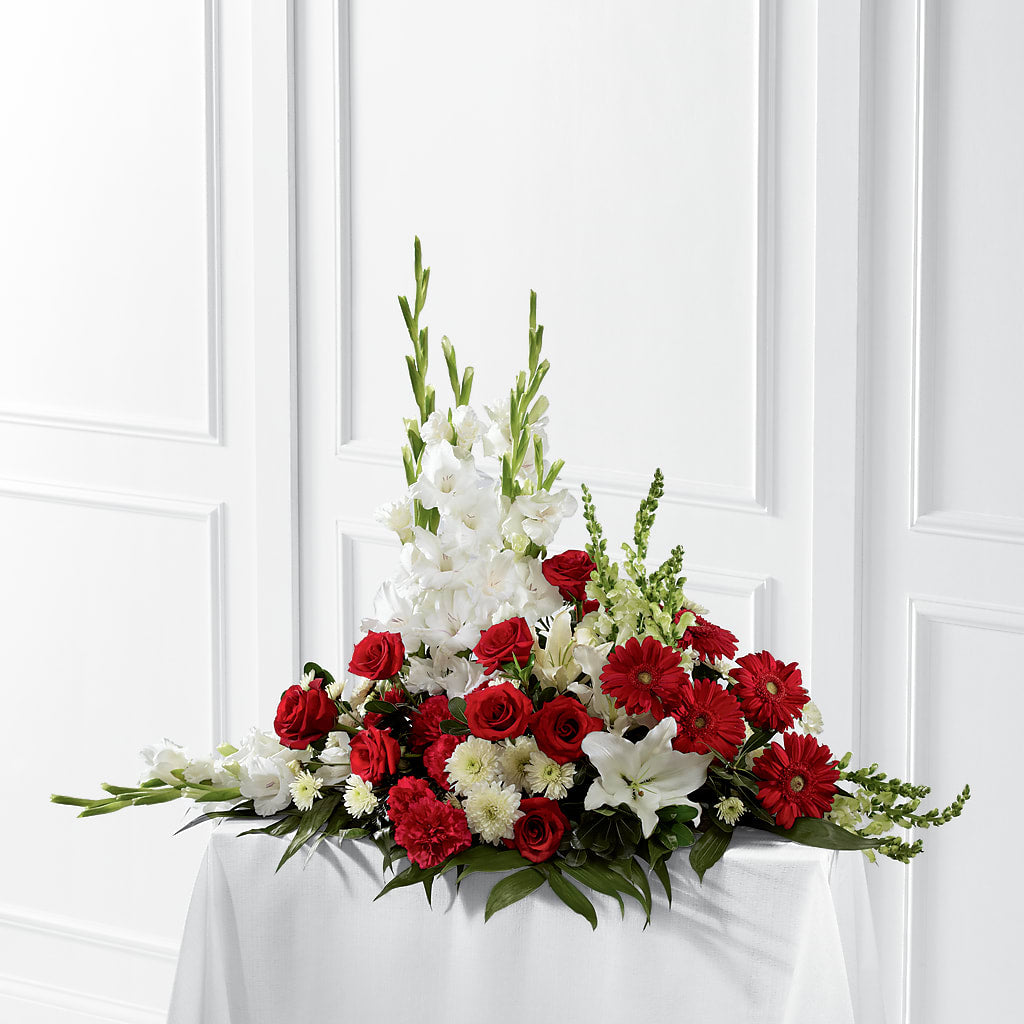 Crimson & White Arrangement – Rhonda Wolke Designs, Ottawa OH