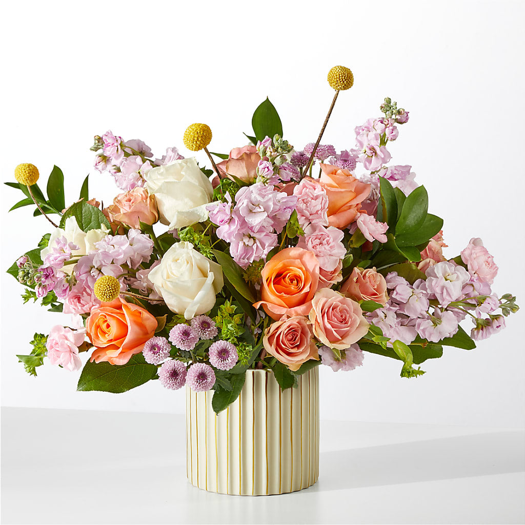 French Market Bouquet with Ivory Vase – Rhonda Wolke Designs, Ottawa OH