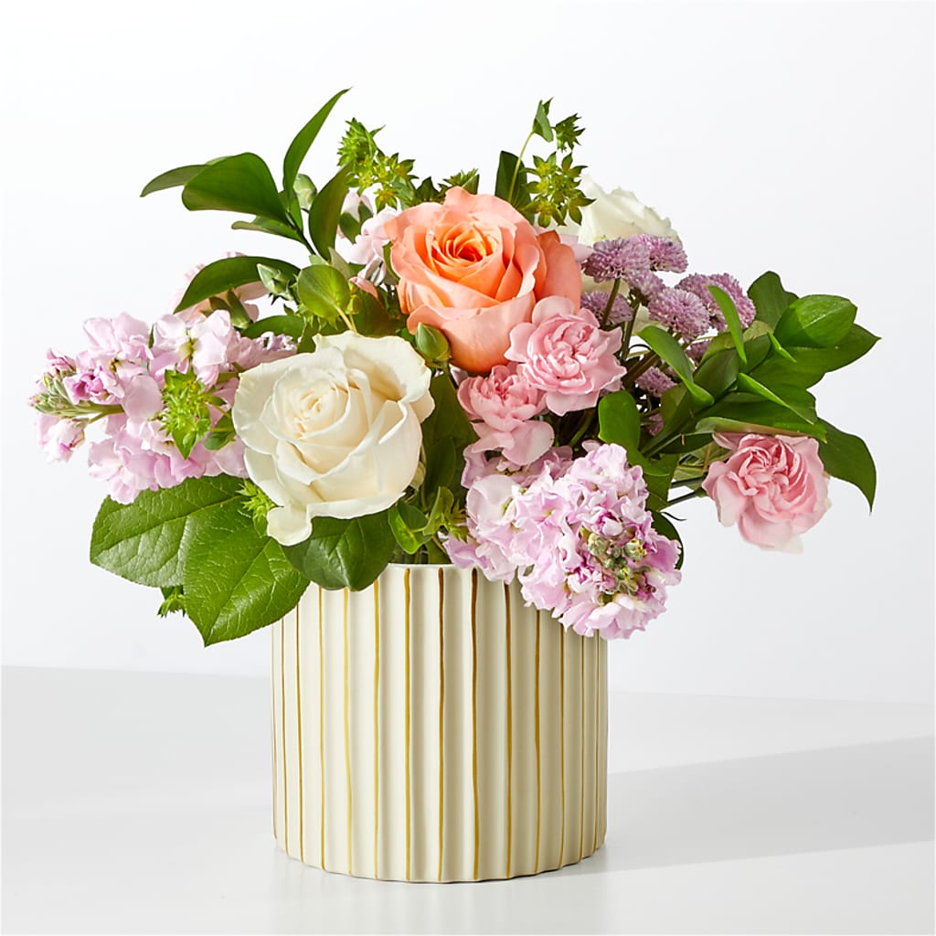 French Market Bouquet with Ivory Vase – Rhonda Wolke Designs, Ottawa OH