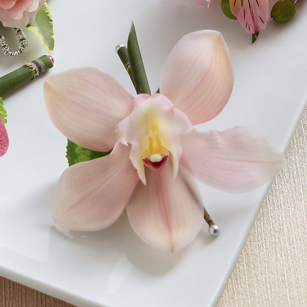 Pink Cymbidium Boutonniere – Rhonda Wolke Designs, Ottawa OH