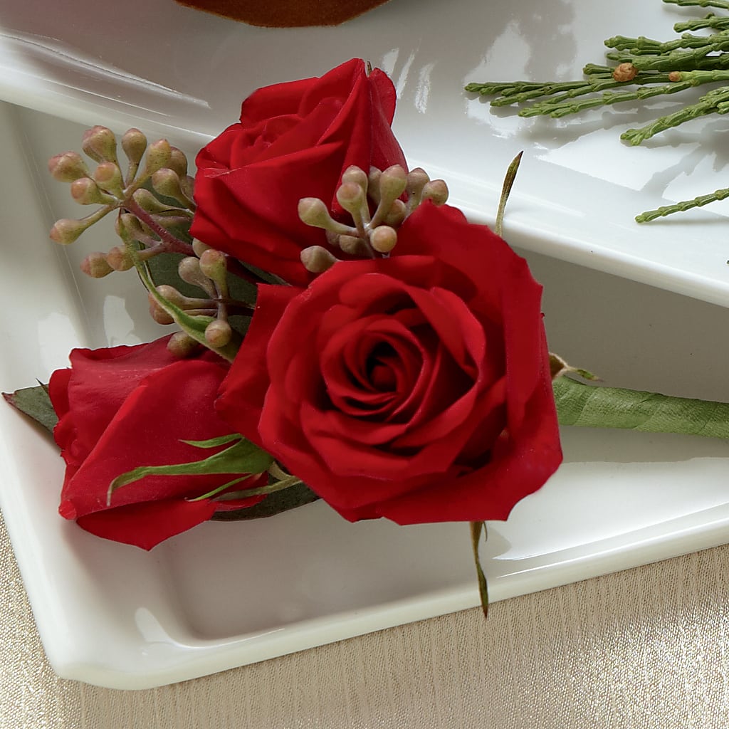 Red Spray Rose Boutonniere – Rhonda Wolke Designs, Ottawa OH