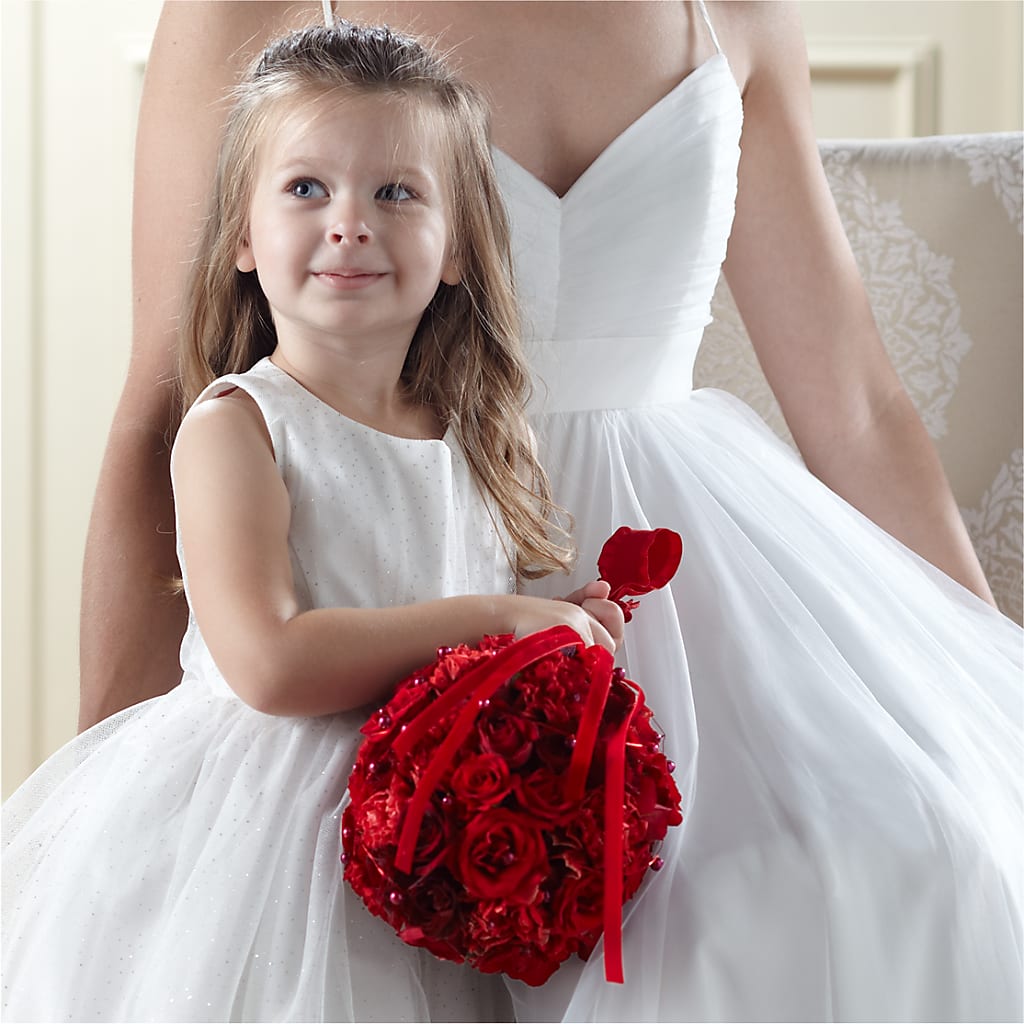 Pure at Heart Flower Girl Arrangement – Rhonda Wolke Designs, Ottawa OH