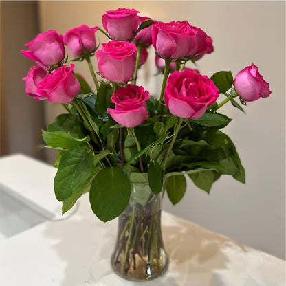 Long Stem Pink Rose Bouquet –  Rhonda Wolke Designs, Ottawa OH