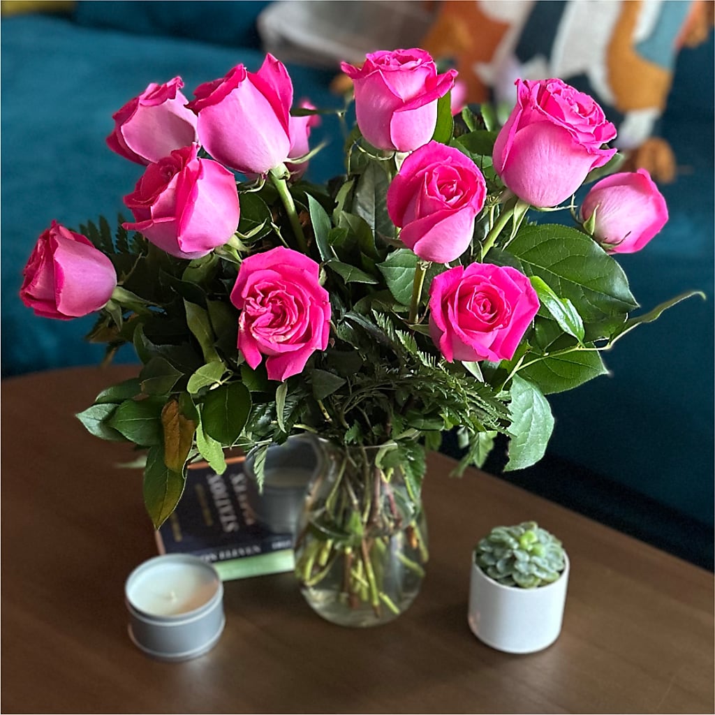 Long Stem Pink Rose Bouquet –  Rhonda Wolke Designs, Ottawa OH