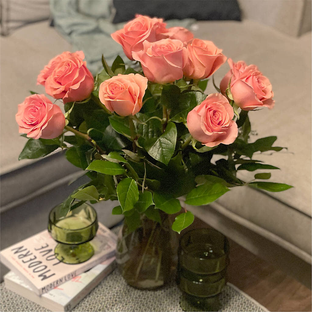 Long Stem Pink Rose Bouquet –  Rhonda Wolke Designs, Ottawa OH