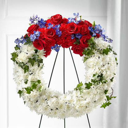 Patriotic Passion Wreath –  Rhonda Wolke Designs, Ottawa OH