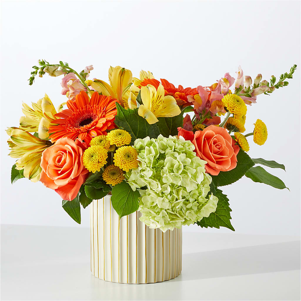 Autumn Sunshine Bouquet with Ivory Vase –  Rhonda Wolke Designs, Ottawa OH