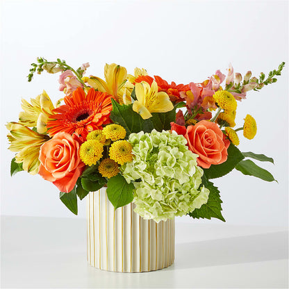Autumn Sunshine Bouquet with Ivory Vase –  Rhonda Wolke Designs, Ottawa OH