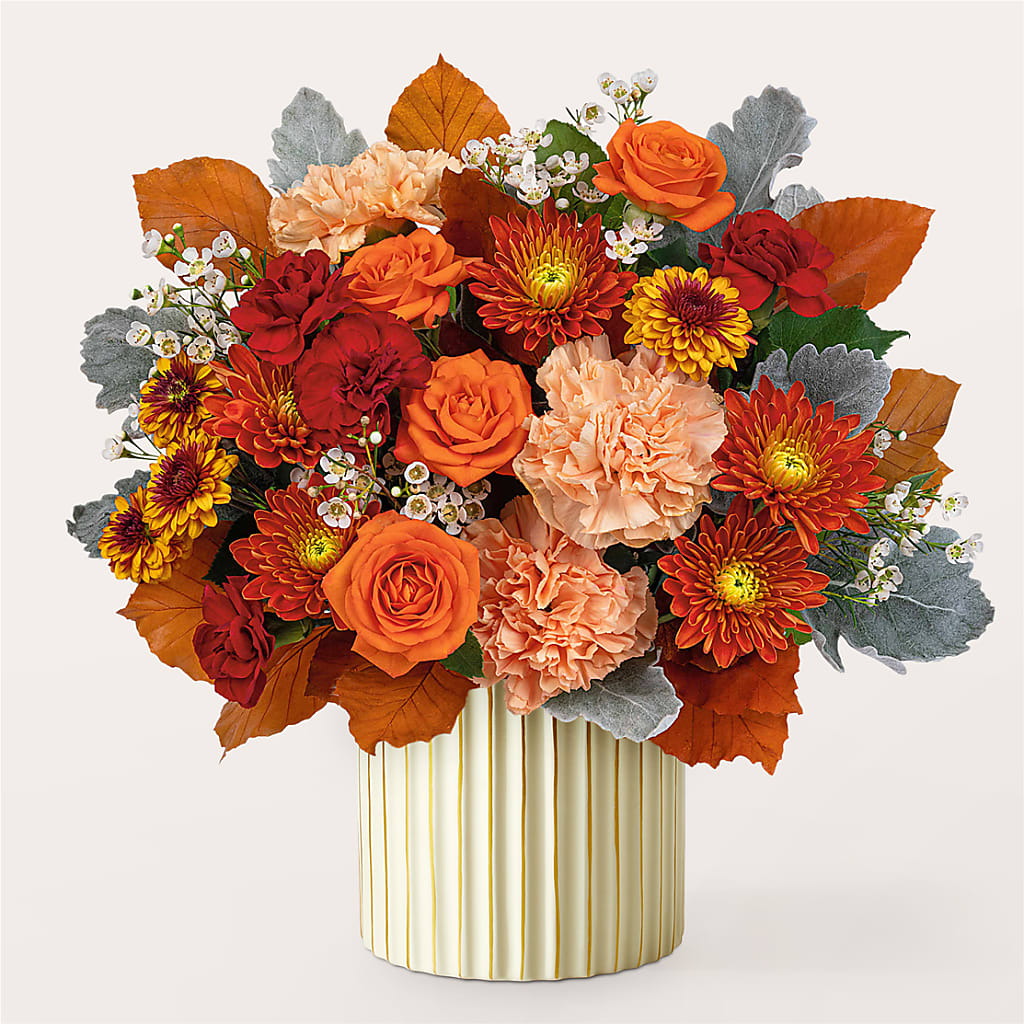 Merlot Bouquet with Ivory Vase –  Rhonda Wolke Designs, Ottawa OH