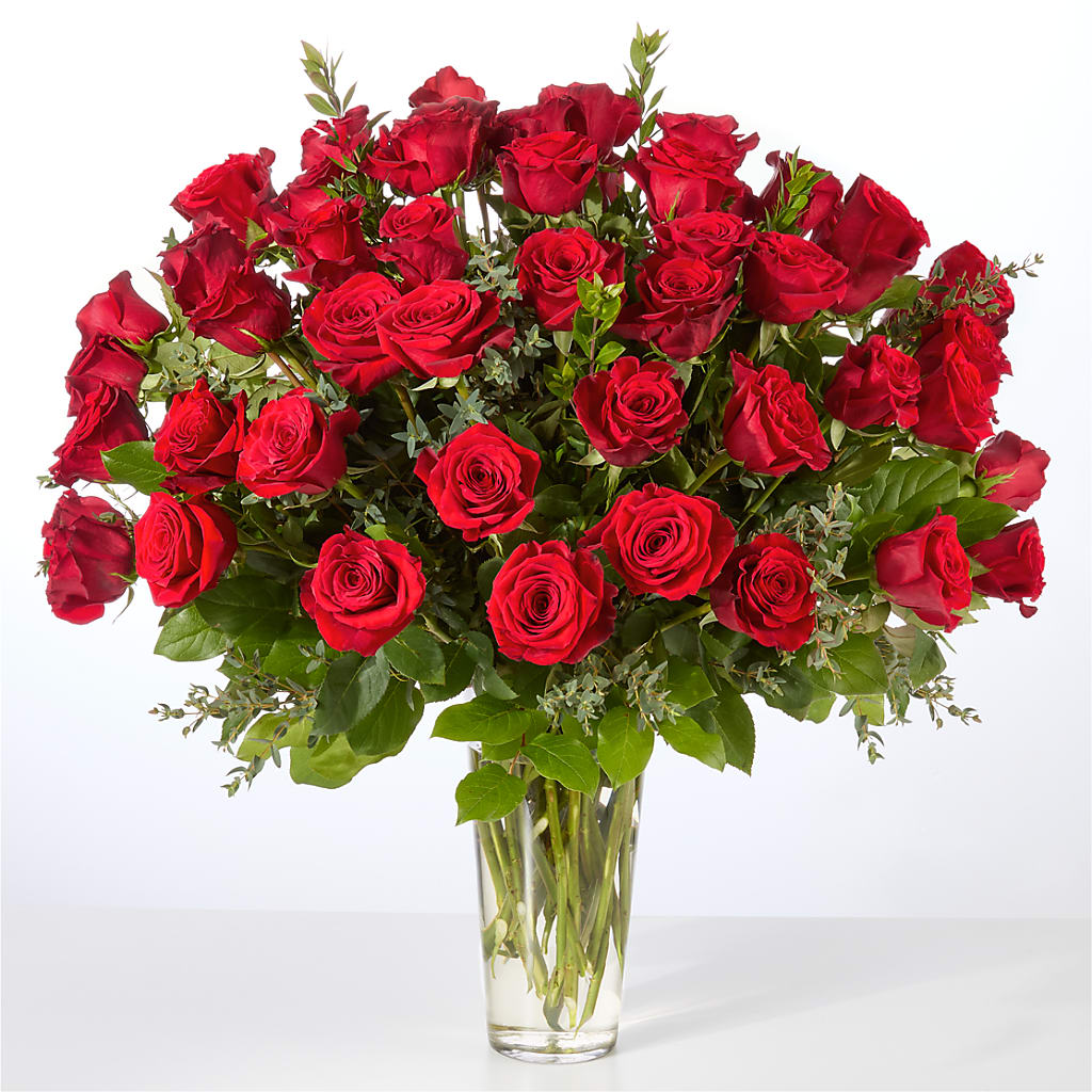 Forever Yours Fifty Stem Red Rose Bouquet –  Rhonda Wolke Designs, Ottawa OH