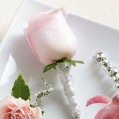 Pink Rose Boutonniere –  Rhonda Wolke Designs, Ottawa OH