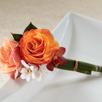 Sunset Dream Boutonniere –  Rhonda Wolke Designs, Ottawa OH