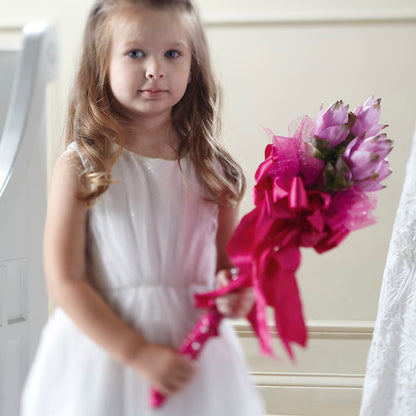 Sparkle Pink Flower Girl Bouquet –  Rhonda Wolke Designs, Ottawa OH