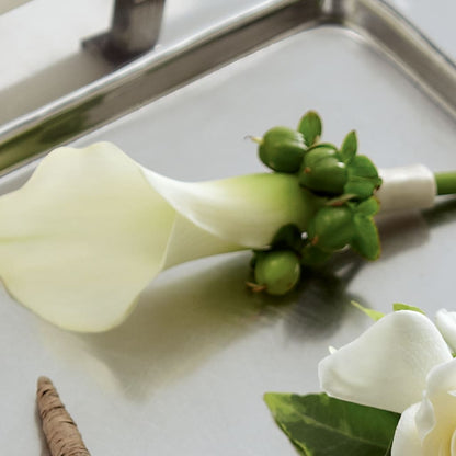White Calla Boutonniere –  Rhonda Wolke Designs, Ottawa OH